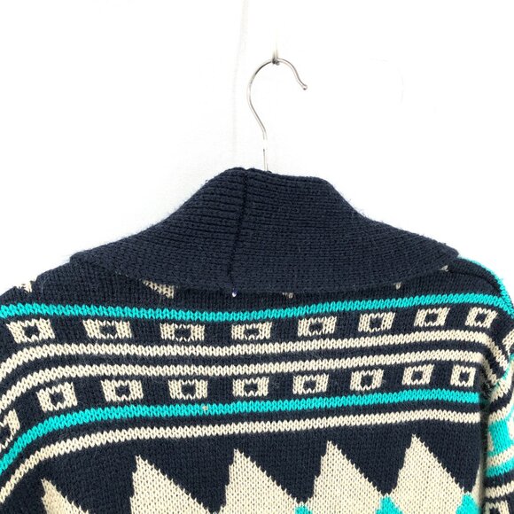 Love by Design open front cardigan sweater Blue southwest pattern southwestern L - Picture 8 of 8